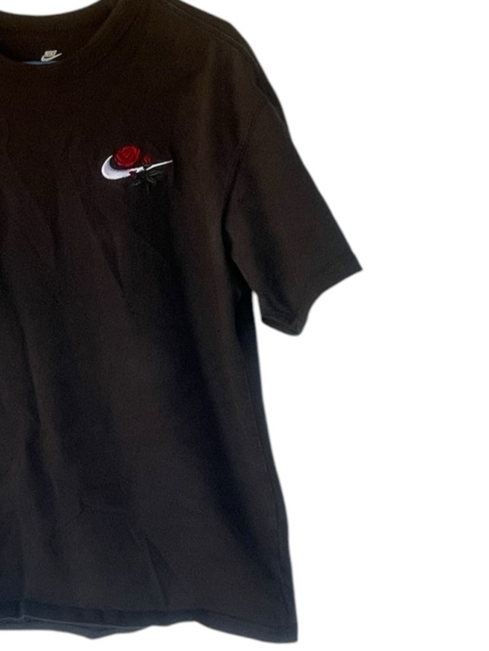 Nike Black Short Sleeve Tee with Red Rose Swoosh